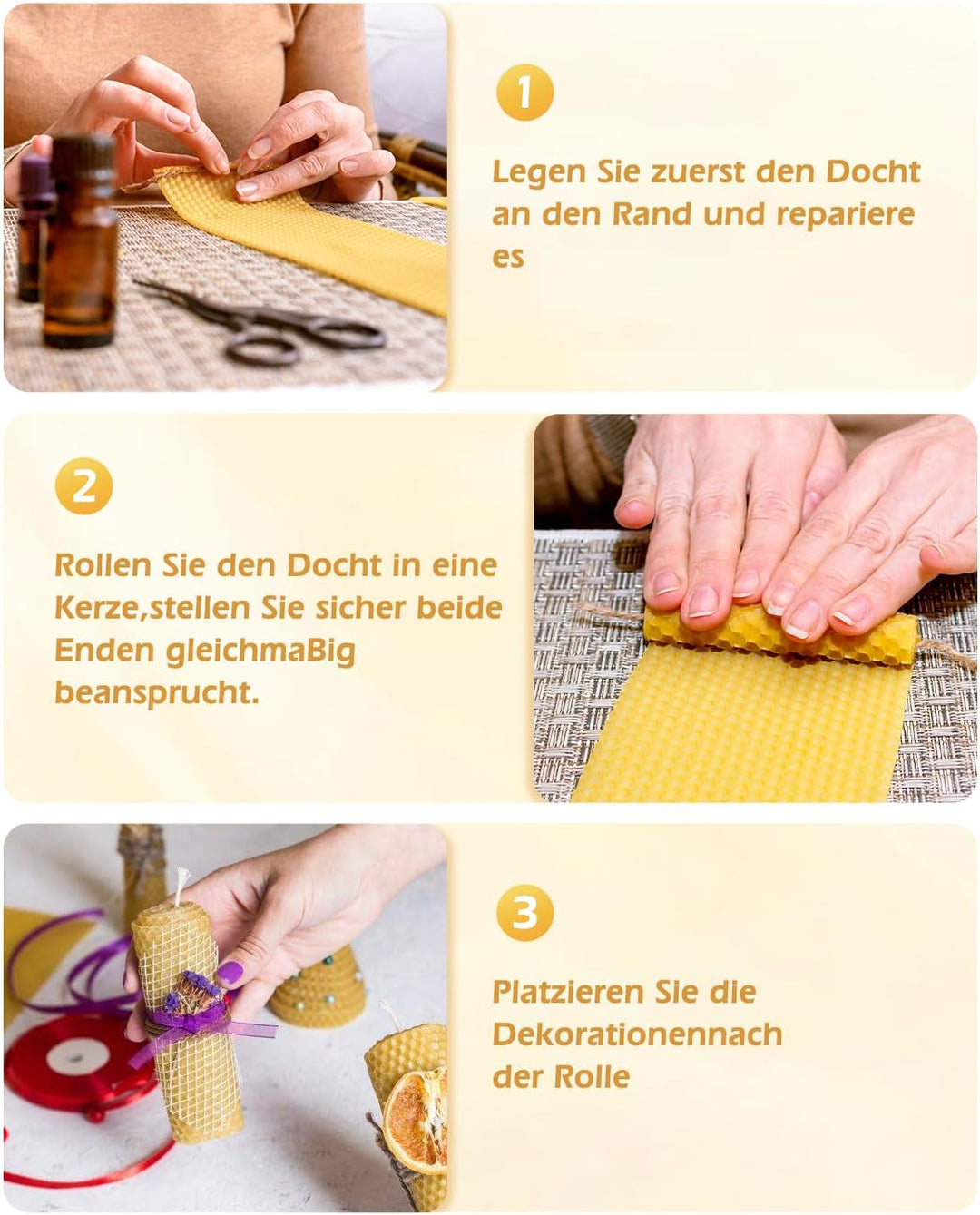 KIYTARBOO Bienenwachsplatten Set, 12 Stück Bienenwachskerzen Selber Machen Set 20x20 cm, DIY Kerzen