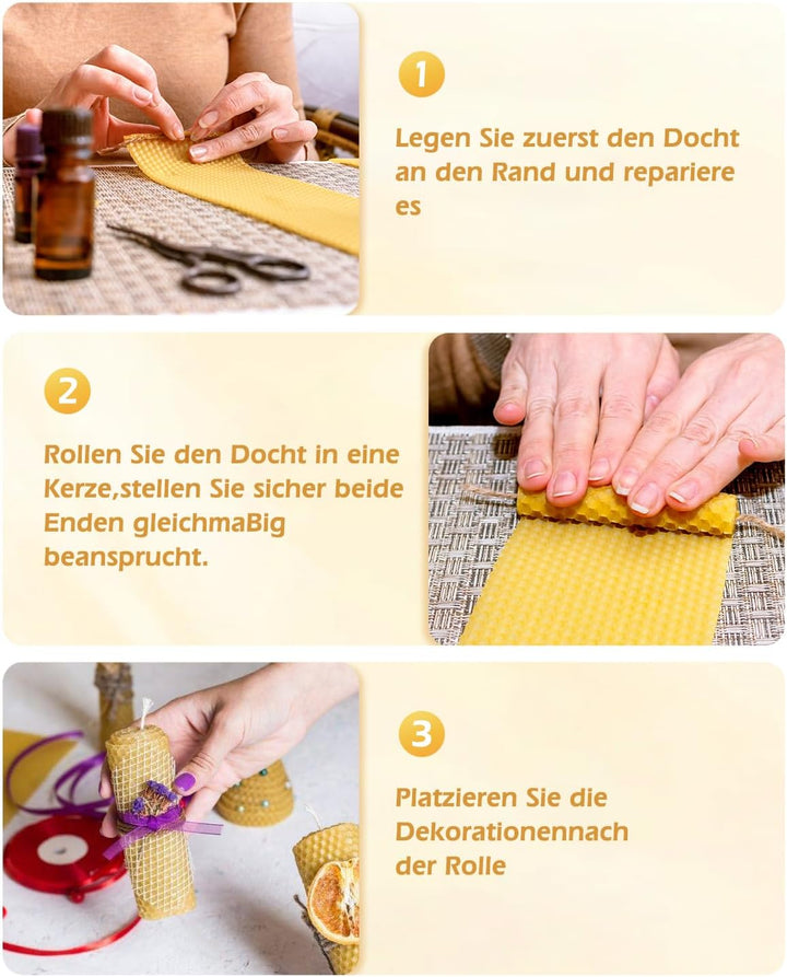 KIYTARBOO Bienenwachsplatten Set, 12 Stück Bienenwachskerzen Selber Machen Set 20x20 cm, DIY Kerzen