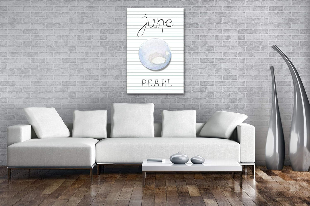 Weisse Perle - Monatsstein für den Juni Format: 80x60 als Leinwand, Motiv fertig gerahmt auf Echthol