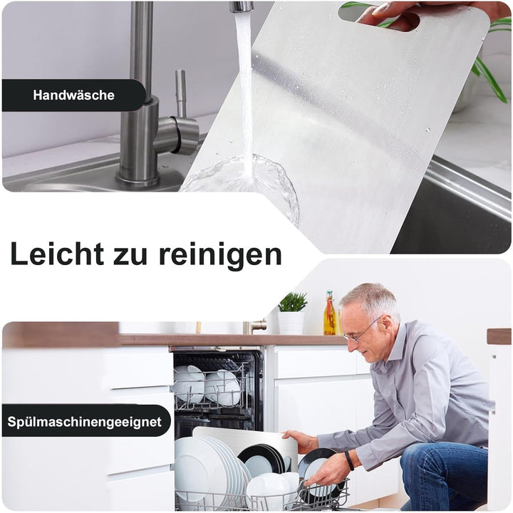 3PCS Schneidebrett Titan, Edelstahl Titanium Cutting Board, BPA-frei & Doppelseitiges, Multifunktion