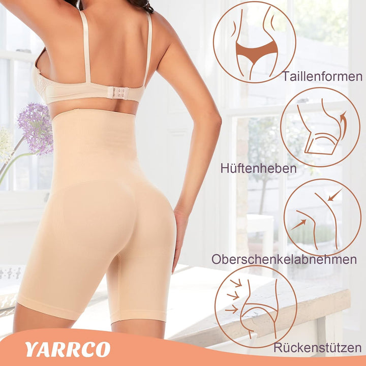 YARRCO Bauchweg Unterhose Damen Shapewear Miederhose Hohe Taille Body Shaper Unterwäsche Nahtlose Mi