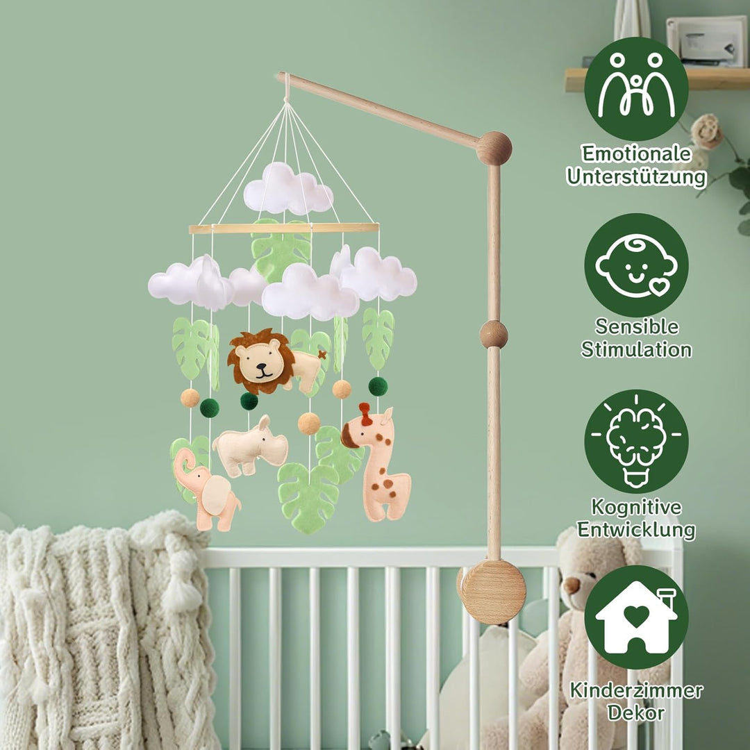 Giraffe Löwe Mobile Baby Windspiel Elefant Wald Tiere Babybett Mobile, Grüne Blätter Baby Mobiles Kr