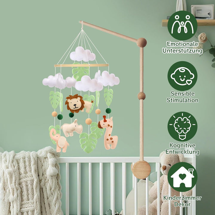 Giraffe Löwe Mobile Baby Windspiel Elefant Wald Tiere Babybett Mobile, Grüne Blätter Baby Mobiles Kr