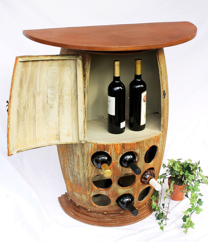 DanDiBo Wandtisch Weinfass Weinregal halbrund 1500 Bar Flaschenständer 85cm Weinfass Holzfass Schran