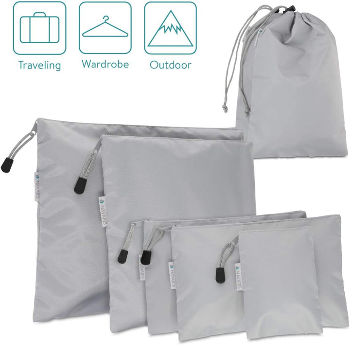 Navaris Koffer Packbeutel Set 7-teilig - 7X Schuhbeutel Wäschebeutel Reise Packtaschen - Rucksack Or