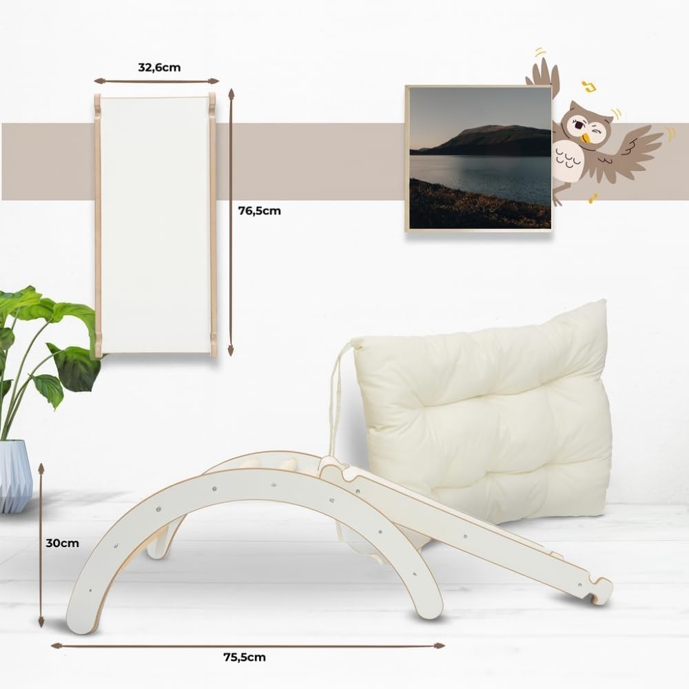 MAMOI® Klettergerüst Indoor 3 in 1 Set. Montessori Kletterbogen mit Kissen, Indoor Spielplatz und Ru