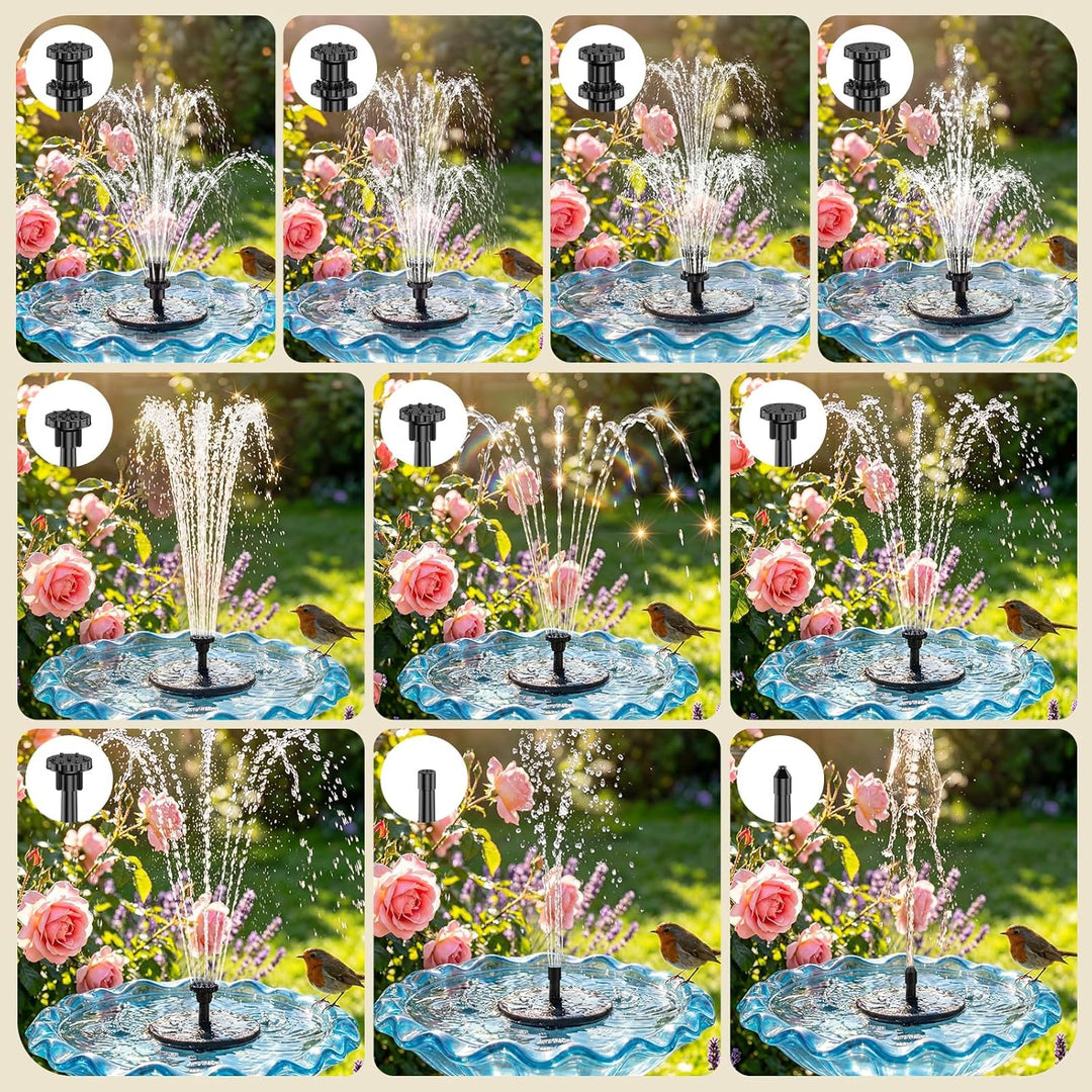 AISITIN Solar Springbrunnen 5.5W Eingebaute 1500mAh Batterie Solar Teichpumpe Wasserpumpe Solar Schw