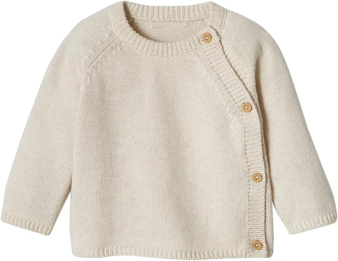 Vertbaudet Baby Strickpullover, Knöpfe vorn beige meliert 74