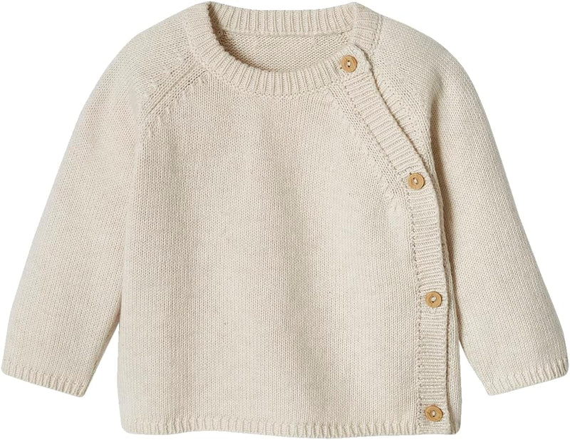 Vertbaudet Baby Strickpullover, Knöpfe vorn beige meliert 74