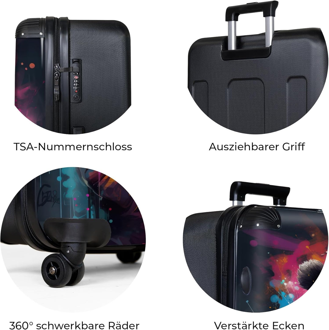 NoBoringSuitcases.com® Koffer XL Gross 77x51.5x28 cm Reisekoffer mit 4 Rollen Leicht Trolley Hartsch