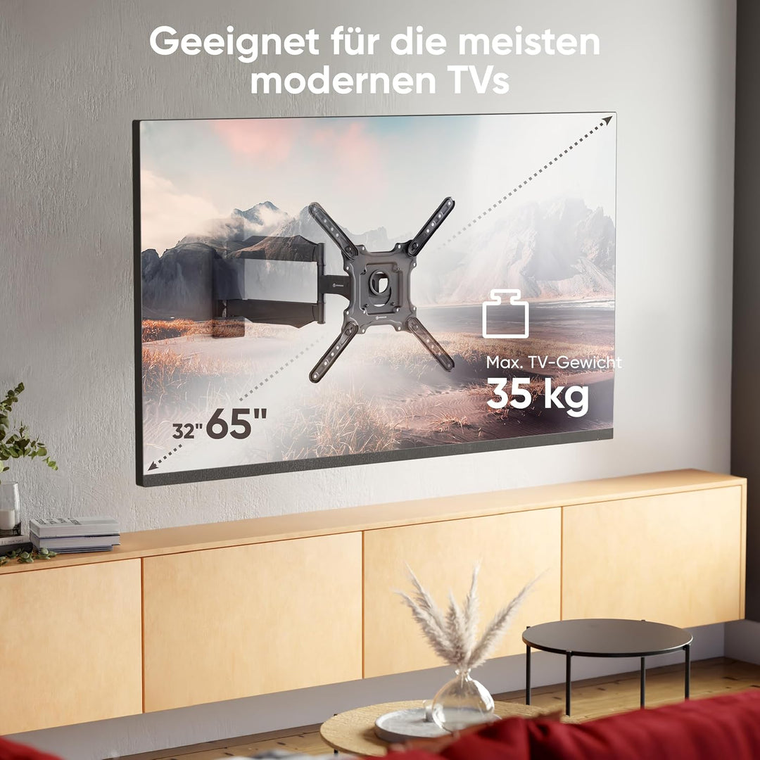 ONKRON TV Wandhalterung schwenkbar für 32-65 Zoll TVs bis zu 35 kg, universal TV Wandhalterung auszi
