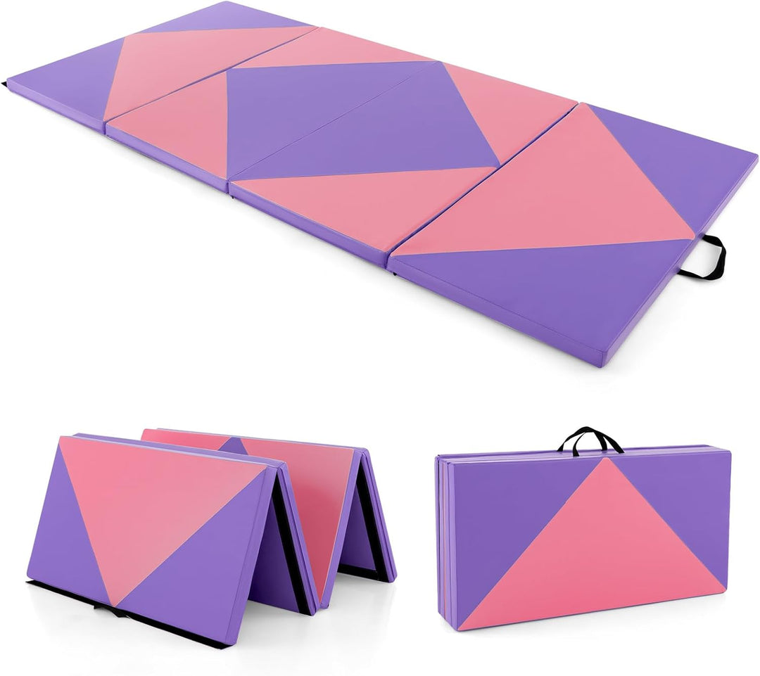 GOPLUS Turnmatte klappbar, 240×117×5cm Weichbodenmatte mit 2 Tragegriffen & Klettverschlüssen, Gymna