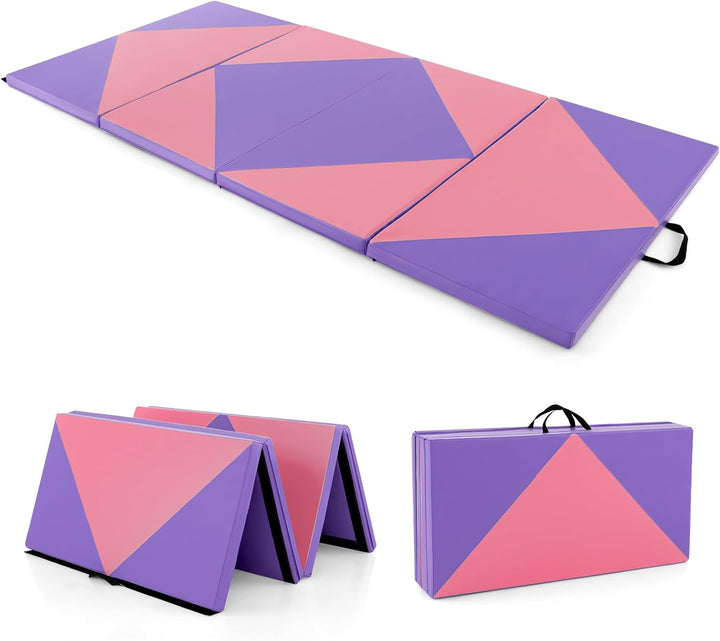 GOPLUS Turnmatte klappbar, 240×117×5cm Weichbodenmatte mit 2 Tragegriffen & Klettverschlüssen, Gymna