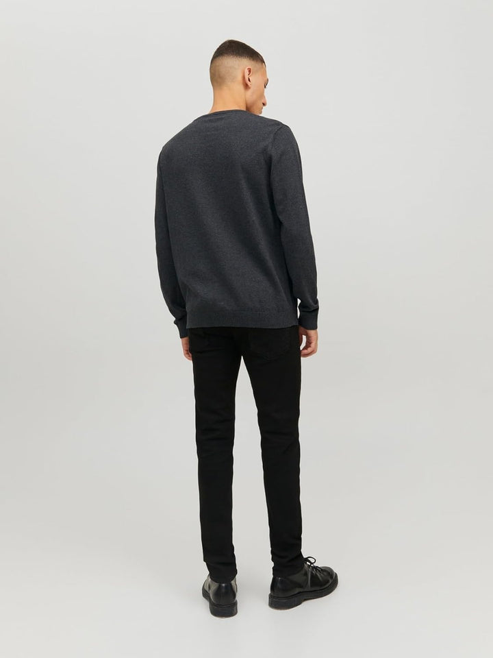 JACK & JONES Male Strickpullover Einfarbig Strickpullover 3XL Dark Grey Melange, 3XL Dark Grey Melan