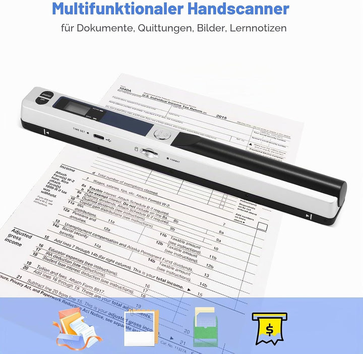 Tragbarer Dokumentenscanner, Mini-Fotoscanner, 900 DPI, Farbscanner, A4, hohe Geschwindigkeit, tragb