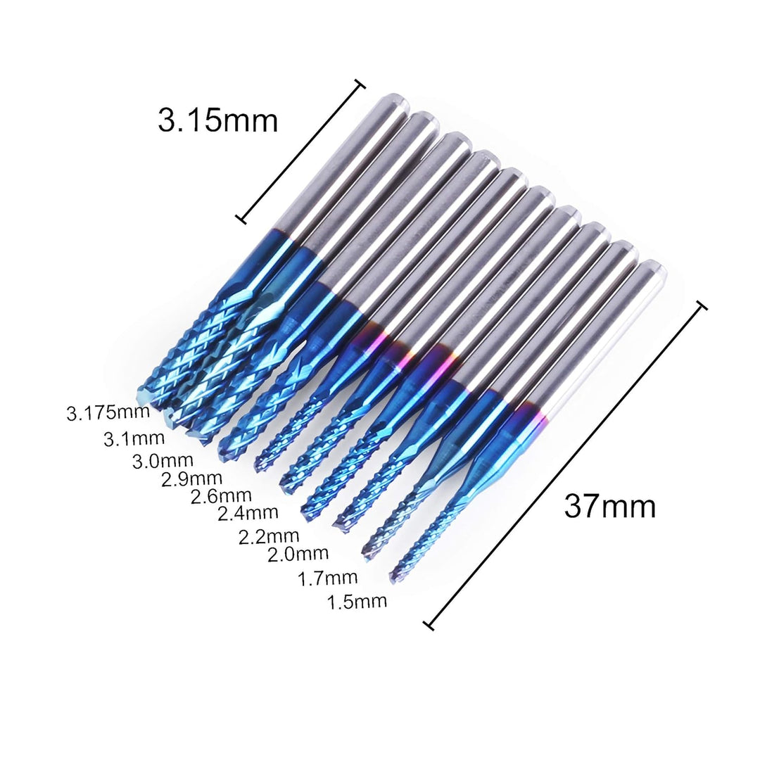 SainSmart Genmitsu CNC-Fräser, 10 Stück, Nano Blue Coat, 1,5 – 3,175 mm, Schaft 1/8, 1.5-3.175mm