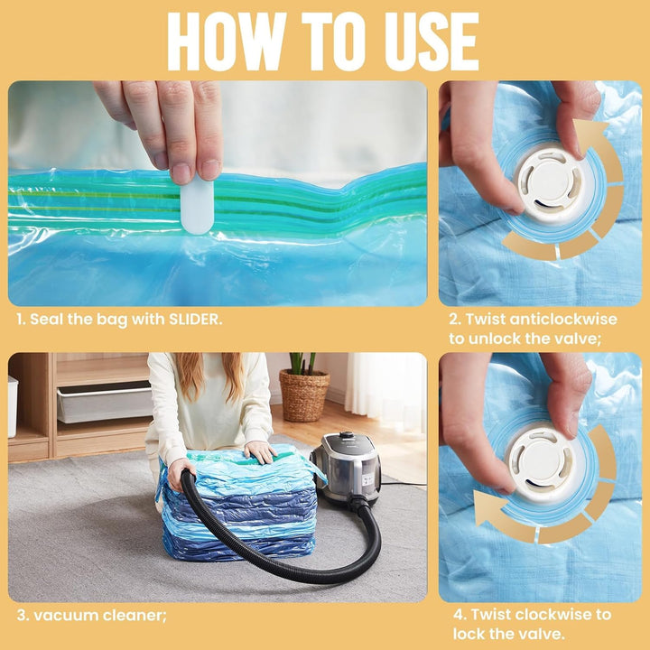 TAILI Vakuumbeutel für Kleidung Gross Würfel, 4 Jumbo Vakuumbeutel für Bettdecken Vacuum Bags for Cl