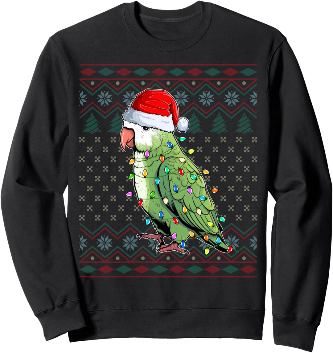 Parrot Birds Santa Hat Xmas Lights Ugly Christmas Parrot Sweatshirt