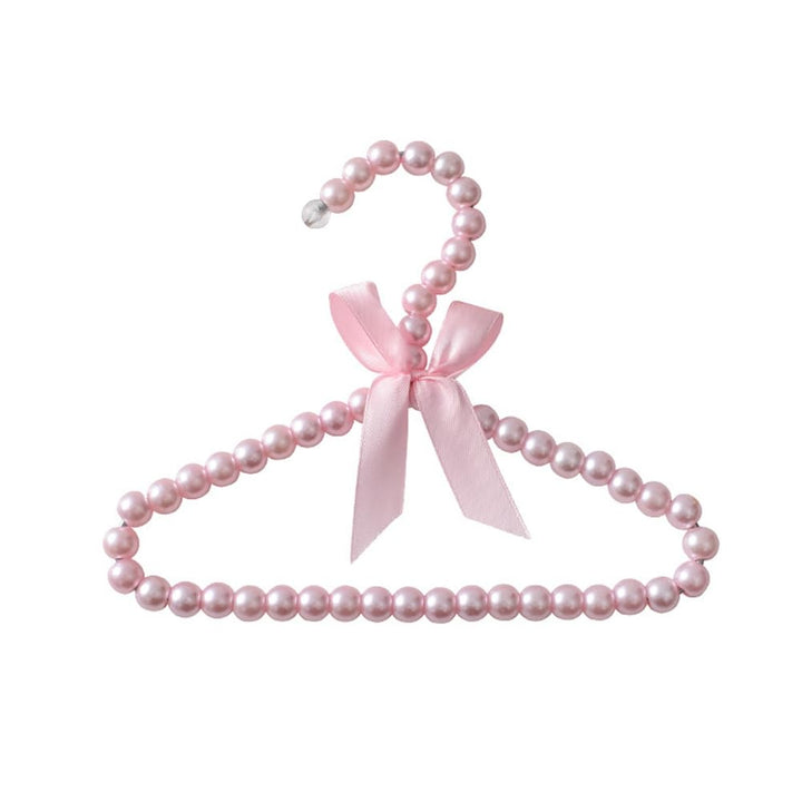 4 Stück Mini Kleiderbügel Perlen Kinderkleiderbügel mit Schleifeband Plastik Pearl Babykleiderbügel