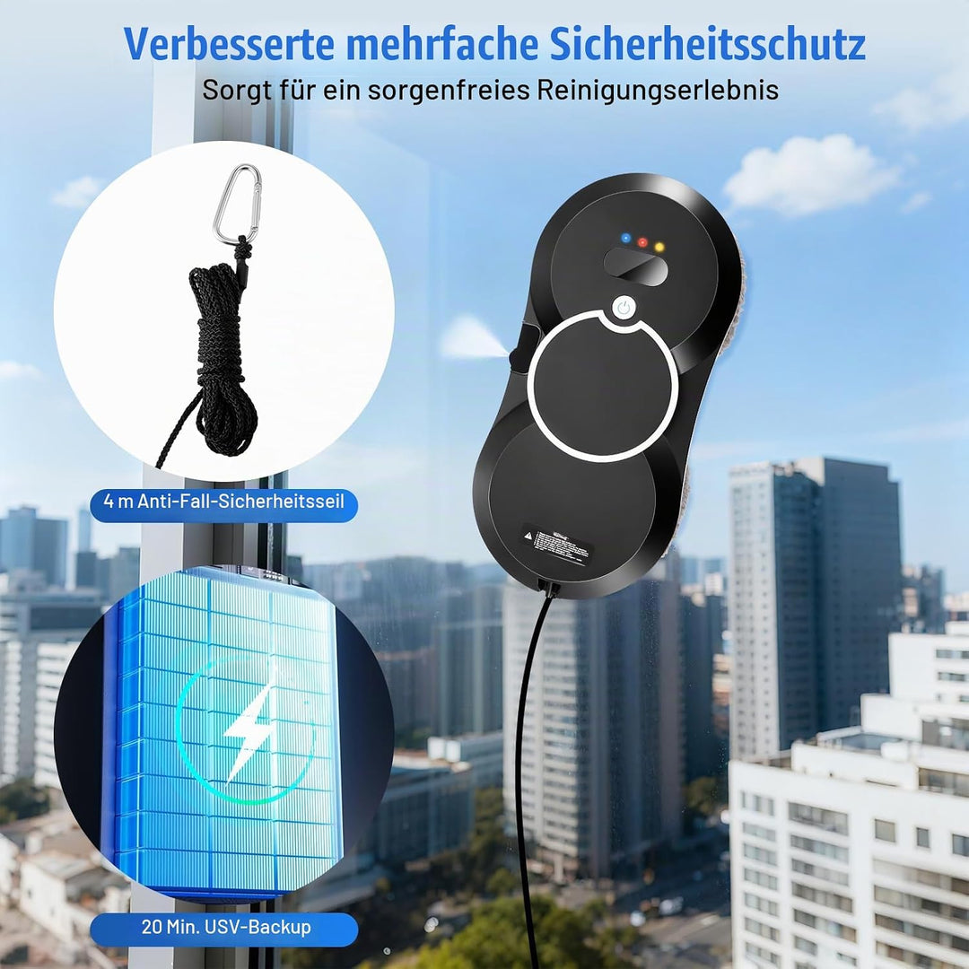 Fensterputzroboter,5600pa Fensterroboter,Elektrischer Fensterreiniger Mit Sprühwasser,3 Reinigungsmo
