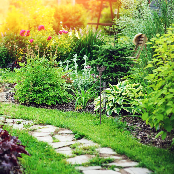 5 x Regenmesser Hahn, Erdspiess, Deko Niederschlagsmesser, 17cm 7inch, Behälter Glas, Gartenstecker,