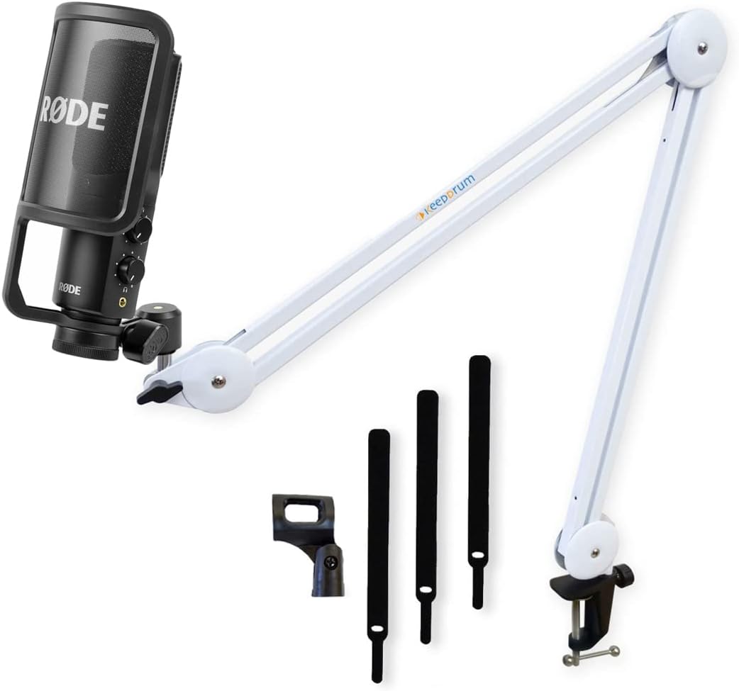 Rode NT-USB+ USB-Kondensatormikrofon + keepdrum MS138 Gelenkarm Weiss