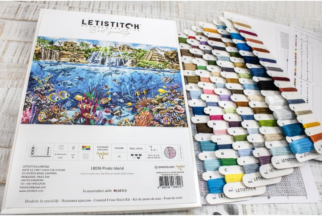 Letistitch Kreuzstich Set Pirateninsel, Zählmuster, 48x32cm