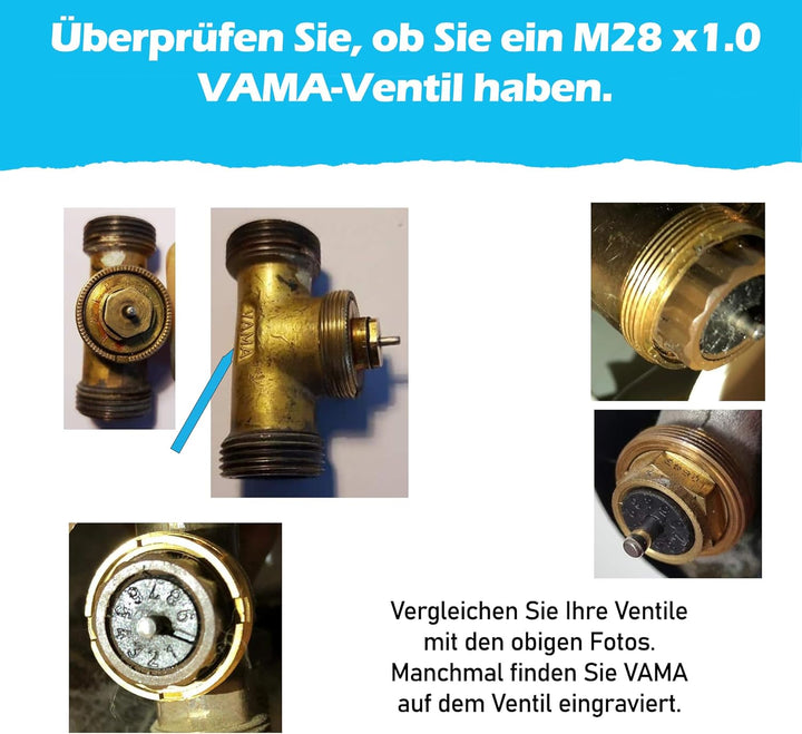 2 Stück Adapter aus Metall für Heizkörper M28 x 1,0 – M30 x 1,5, kompatibel mit Vama, Orkli. Thermos