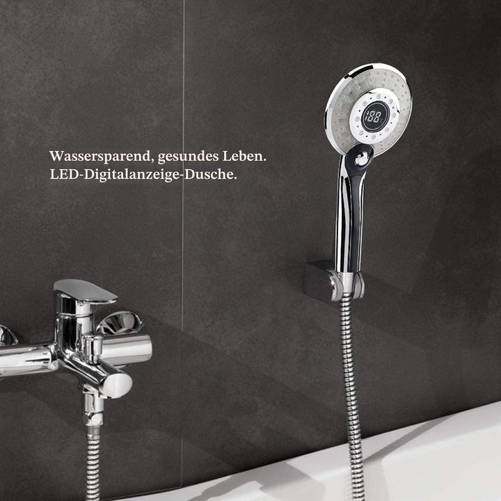 Duschkopf Led, 3 Farben Farbwechsel Temperaturregelung, Digitales LCD-Display, Handbrause mit Digita