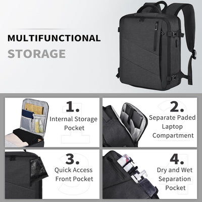 Leyrica Handgepäck Rucksack 45x36x20 für Easyjet, Reiserucksack Tasche Wasserdichter Flugzeug Reiset