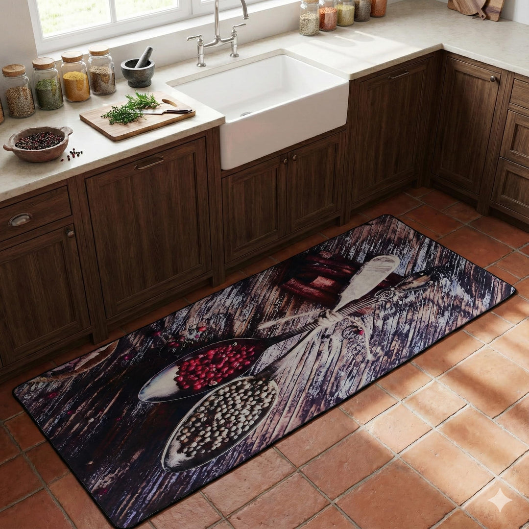 miqna küchenteppich Moderne rutschfeste Sohle Gel Läufer waschbar schwarz (Spice, 100 x 200) Spice 1