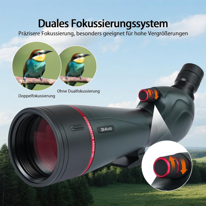 Svbony SV406 20–60x80 mm Spektiv mit Telefon Adapter, HD FMC BAK4 mit Dual Focus, 1.25'' Abnehmbares