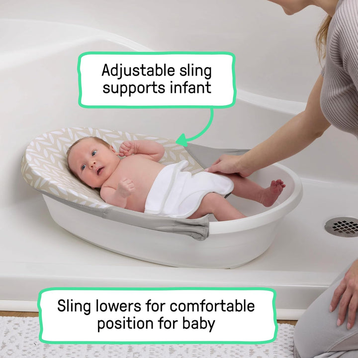 Ingenuity 3-in-1 Babybadewanne zum Mitwachsen, für Neugeborene bis Kleinkinder, unterstützende Hänge