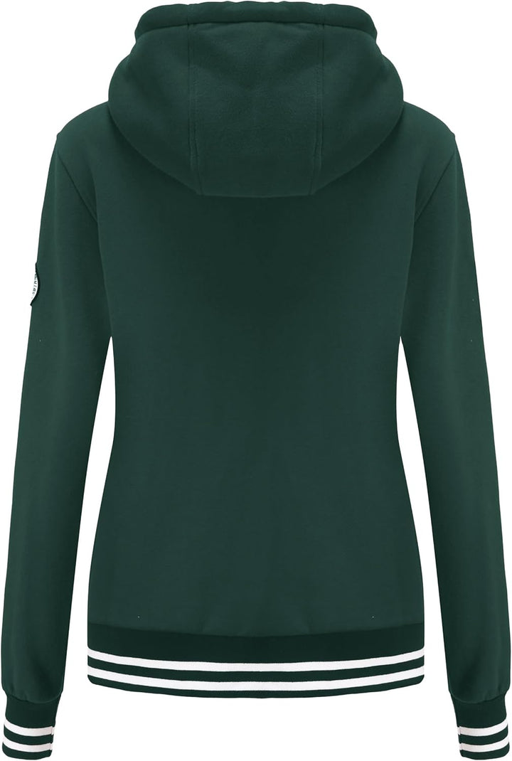 Damen Sweatjacke Kapuzenpullover Zip Hoodie Kapuzenjacke Winter Sweatshirt Jacke M Grün, M Grün