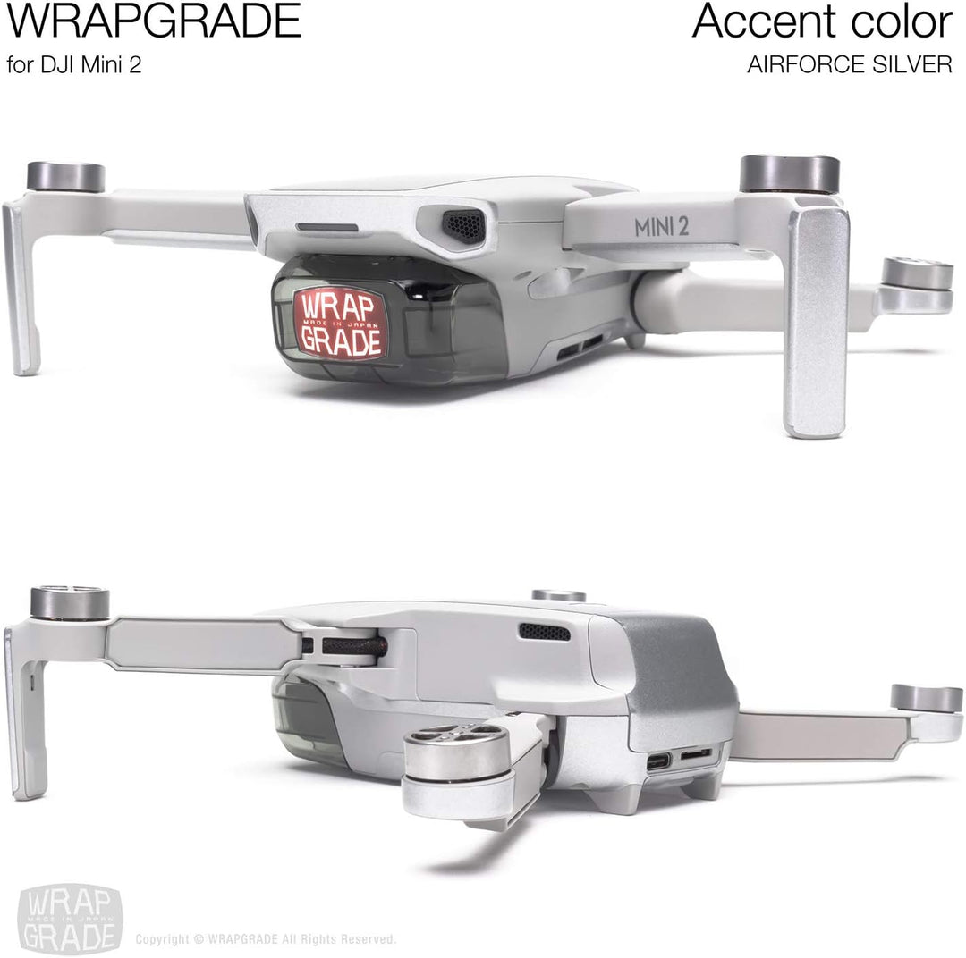 Wrapgrade Skin Sticker Set Kompatibel mit DJI Mini 2 | Akzentfarbe (AIRFORCE SILVER), Airforce Silve