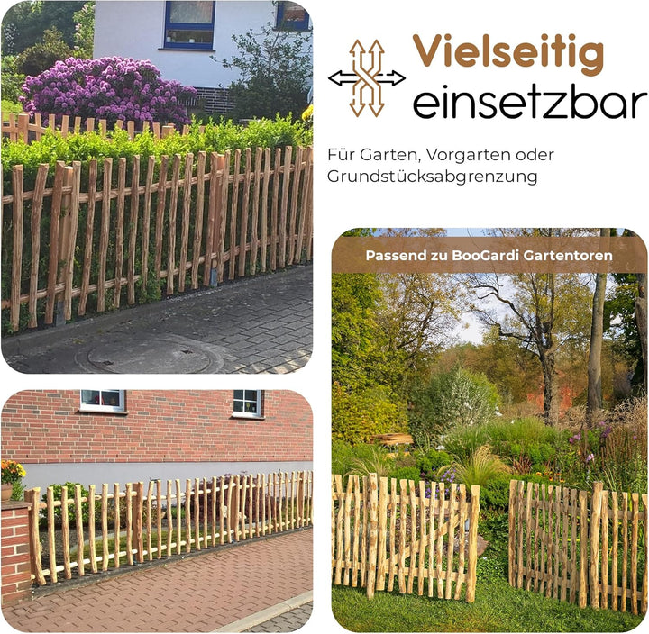 BooGardi Zaunelement Haselnuss · 144 Grössen · 50 x 90 cm (7-9 cm) · Staketenzaun Bausatz für Latten