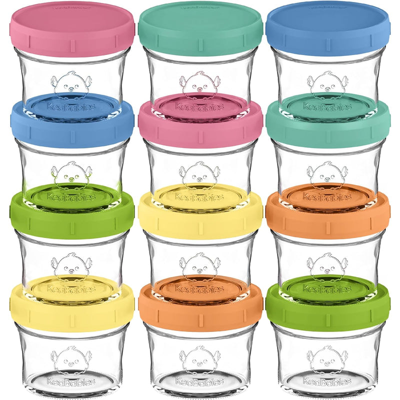 12-Pack Babybrei Einfrieren Behälter Glas - Beikost Baby Zubehör, Mikrowellen Babybrei Behälter, Lec