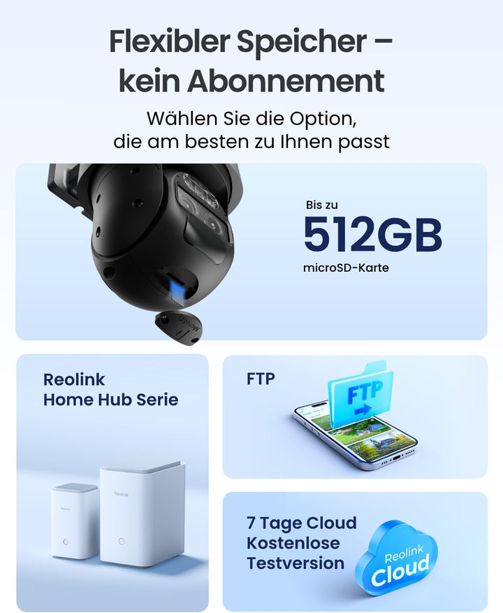 Reolink 4K PTZ Überwachungskamera Aussen Akku mit Auto-Tracking &amp; Auto-Zoom | Dual Lens, Dual-Band W