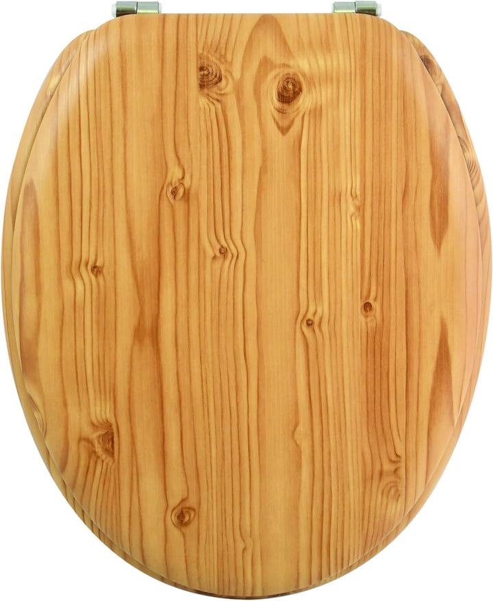 MSV WC Sitz Toilettendeckel Holz "Kiefernholz" Scharniere aus Edelstahl - hochwertige und stabile Qu