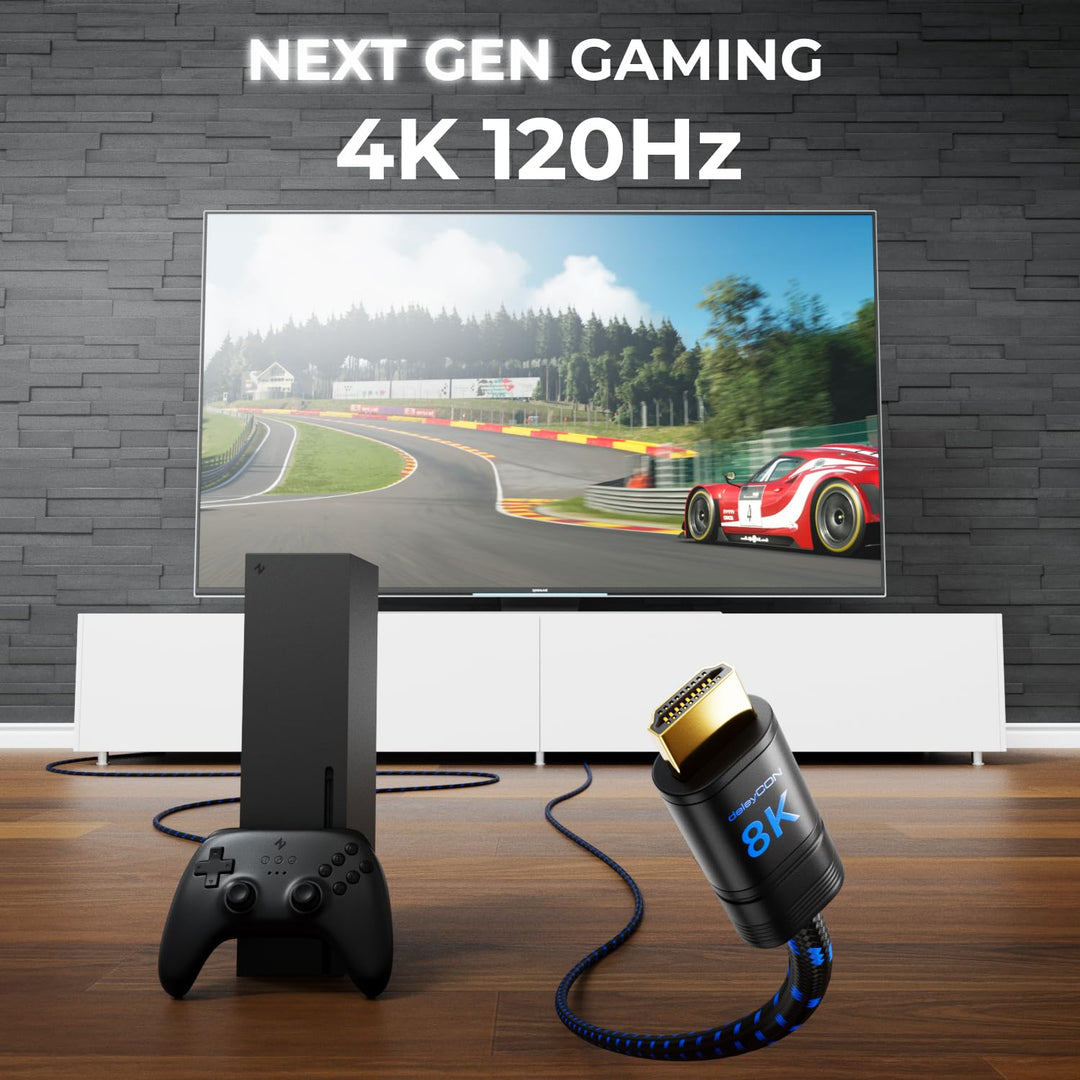 deleyCON 4m 8K HDMI 2.1b Kabel (48G, ULTRA Highspeed) Zertifiziert, 8K@60Hz 4K@144Hz 120Hz 2K@144Hz/
