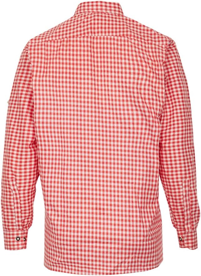 MS-Trachten Herren Trachtenhemd Kariert Toni L Rotweiss Kariert, L Rotweiss Kariert