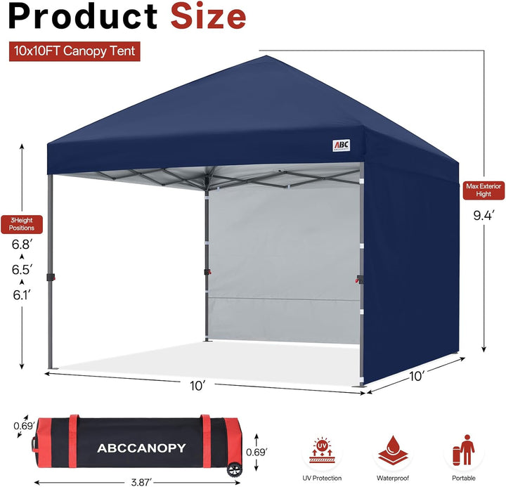 ABCCANOPY Faltpavillon UV50+ mit 2 Seitenwänden, Marine 300 cm | 500D Polyester,wasserdicht, 4 Sands