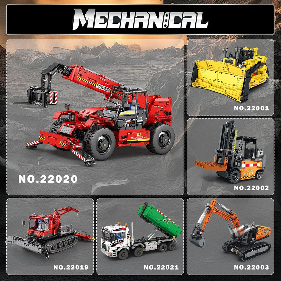 Reobrix Teleskoparm-Gabelstapler-Bausteinset mit Motor, RC-Kran-Mechanisches Modell, Ferngesteuerter