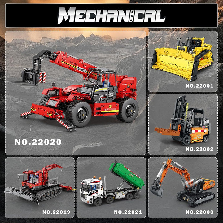 Reobrix Teleskoparm-Gabelstapler-Bausteinset mit Motor, RC-Kran-Mechanisches Modell, Ferngesteuerter