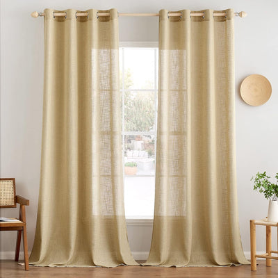 MIULEE Gardinen Vorhänge mit ösen Voile Vorhang Modern Leinenoptik Halbtransparent für Wohnzimmer Kü