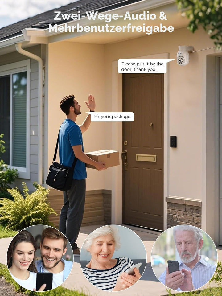 【5MP+PTZ】 Hiseeu Überwachungskamera Set Aussen WLAN mit 10&