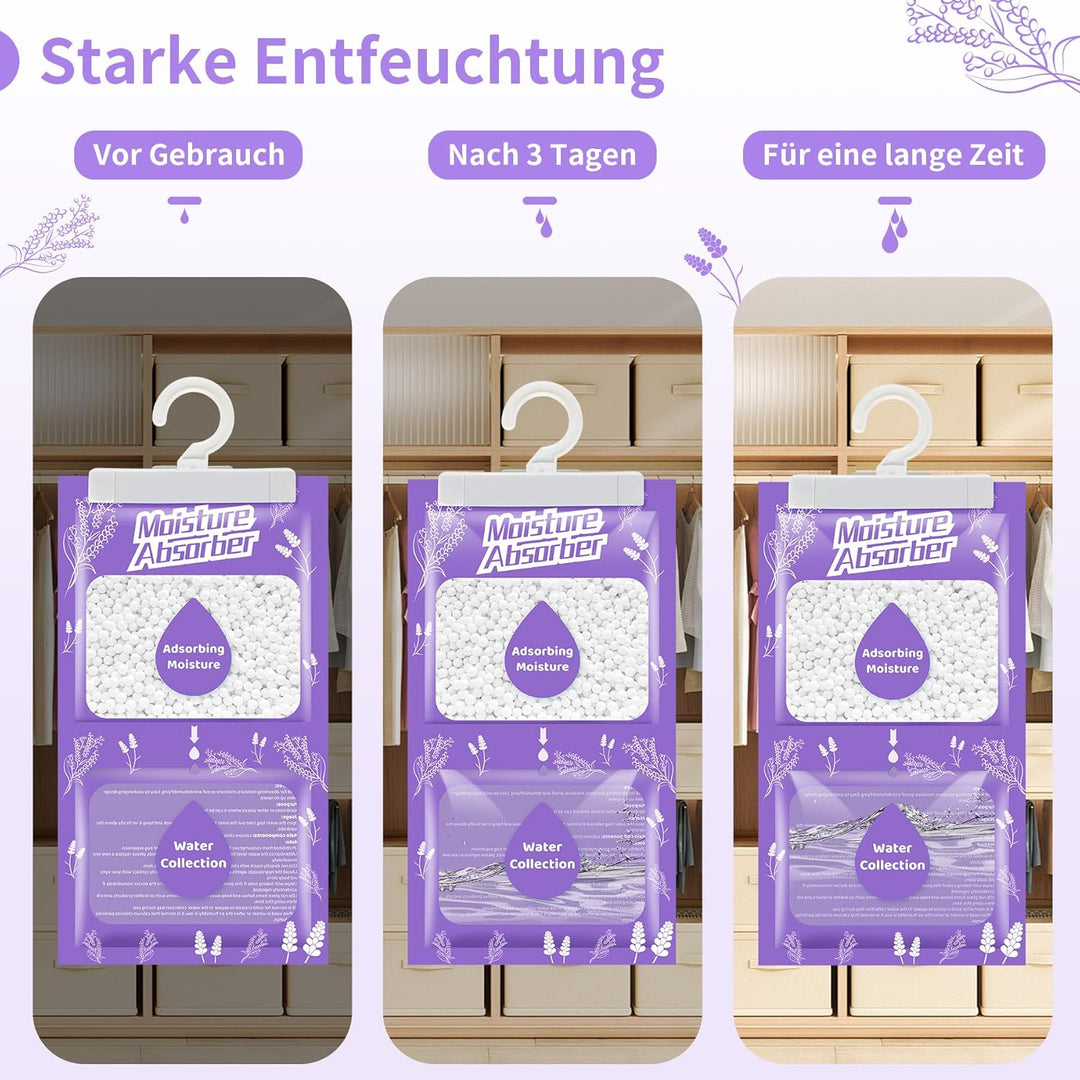 Boadw 10x230G Hänge Luftentfeuchter mit Duft, Kleiderschrank Feuchtigkeitsabsorber für Keller, Schla