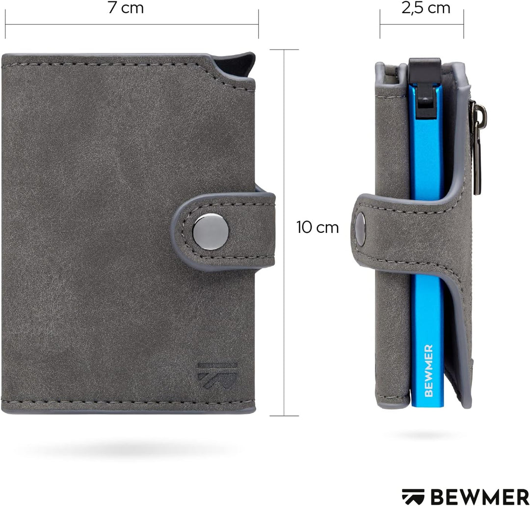 BEWMER 2 Shielded | Herren und Damen Slim Wallet mit RFID-Schutz Anti-Cloning | Kartenetui mit Münzf
