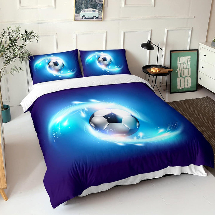 HOSIMA Fussball Bettwäsche 135x200cm für Kinder, Jungen Teenager Sport Bettbezug-Set für Einzelbett,