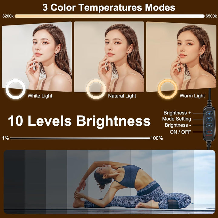 PULUZ Ringlicht PC mit Clip & Stativ 5 Zoll Videokonferenz Licht Dimmbares 3 Lichtfarben+Helligkeit